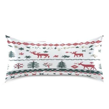 Imagem de Blueangle Fronha de cetim de veado de Natal para cabelo e pele, fronha de seda, tamanho king (50,8 x 101,6 cm) - fronhas de cetim com fecho de envelope (92)