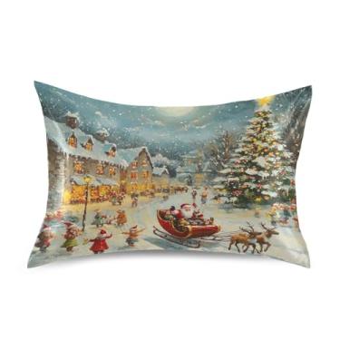 Imagem de Blueangle Snowy Streets Fronha de cetim para cabelo e pele, fronha de seda, tamanho Queen (51 x 76 cm) - Capas de almofada de cetim com fecho de envelope (919)