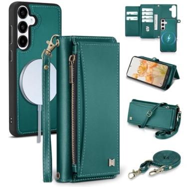 Imagem de BLISLIAR Capa carteira para Samsung Galaxy S25 Plus com porta-cartões/carteira/alça transversal | Bloqueio RFID | Magnético | Suporte | Destacável | Capa de telefone de couro PU para Galaxy S25+, 6,7