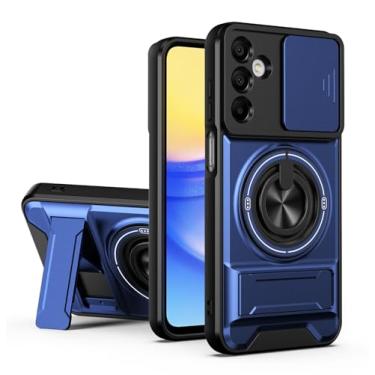 Imagem de SORAKA Capa para Samsung Galaxy A15 5G com suporte,proteção de lente com janela e capa dupla de PC e TPU compatível com suporte magnético para carro
