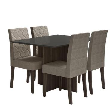 Imagem de Kit Mesa de Jantar Helo Com Vidro 120x90 com 4 Cadeiras Jade - Poliman