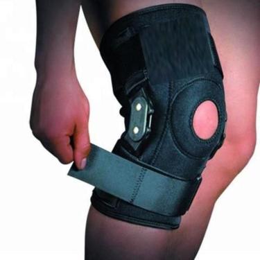 Imagem de Joelheira Com Tala Metal Dobradica Articulada Estabilizador Joelho Cirurgia Compressao Ortopedica Ajustavel Premium Neop