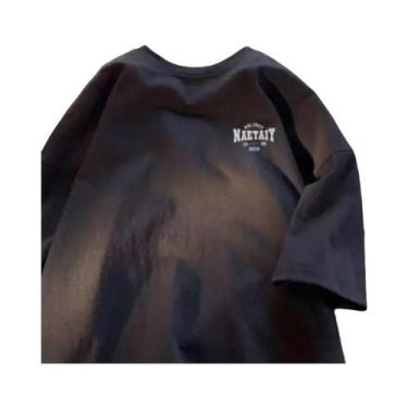 Imagem de Camiseta Masculina Oversized 8XL Com Estampa Vintage De Letras, Manga 