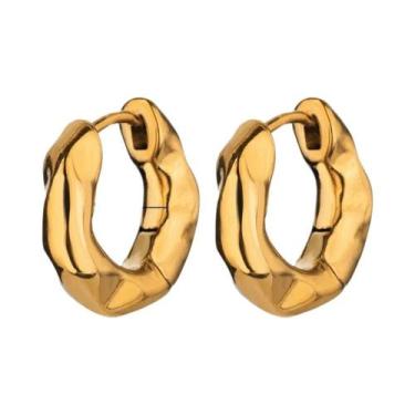 Imagem de Brincos Pequenos Geométricos Dourados Para Mulheres Em Aço Inoxidável,