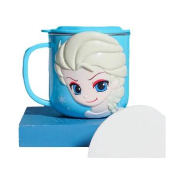 Imagem de Caneca De Leite Infantil 260ml Disney Frozen Elsa Stitch Com Tampa, Co