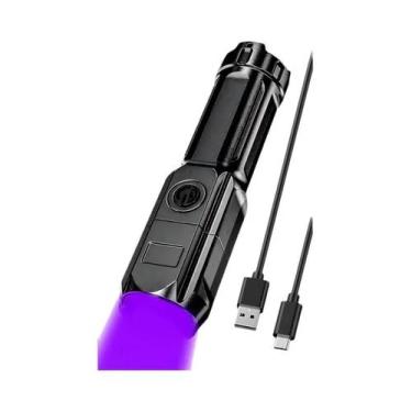 Imagem de Lanterna Tática Mini Recarregável USB Dupla Branca Com Zoom Portátil P