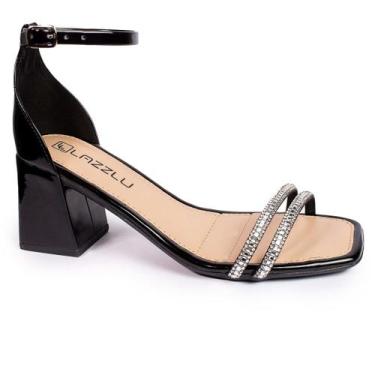 Imagem de Sandália Feminina Salto Quadrado Bloco Grosso Baixo Brilho - LAZZLU, P