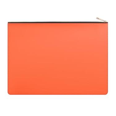 Imagem de Enyuwlcm Pasta de arquivo A4 de couro PU com zíper porta-documentos envelope para contrato de recibo (1, laranja)