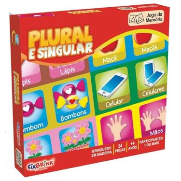 Imagem de Jogo da Memória Plural e Singular, 24 Peças em Madeira, para Crianças +4 Anos, Ciabrink