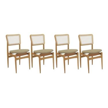 Imagem de Kit 4 Cadeiras Sala Jantar Stela 1CMM013CA Premium Madeira Maciça 4 Un Carvalho/Boucle Bege/Tela Bege - Kappesberg