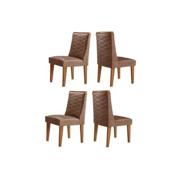 Imagem de Kit 4 Cadeiras Sala Jantar Dafne 4 Un Madeira Capuccino/Corano Capuccino - Rufato