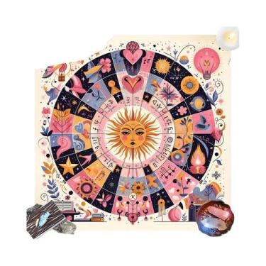 Imagem de Toalha De Mesa Redonda Decorativa De Adivinhação Com Runas Astrológica