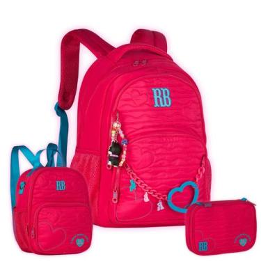 Imagem de Kit Mochila Costas Rebecca Bonbon Lancheira Térmica E Estojo, Rosa