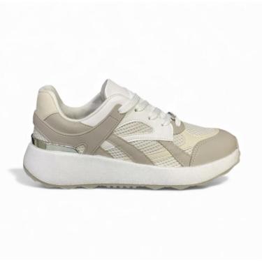 Imagem de Tênis Feminino Vizzano Sneaker Casual Confortável 1452.203 Branco/Cinza 37-Feminino