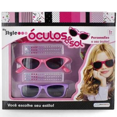 Imagem de Óculos de Sol My Style Rosa/Roxo com Acessórios Multikids - BR135