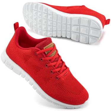 Imagem de FUDYNMALC Tênis feminino tênis: Calçados leves e antiderrapantes para caminhadas casuais e viagens, Vermelho, 37