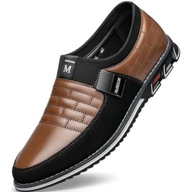 Imagem de Sapato social masculino, confortável, macio, de couro premium, moderno, casual, mocassins, escritório, Oxford, trabalho, condução, caminhada, tênis, Marrom, 39