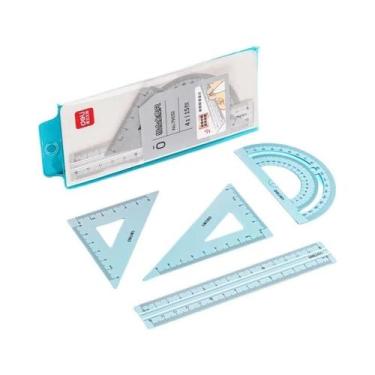 Imagem de Conjunto De Desenho Geométrico Em Alumínio 4 Peças: Régua Reta, Esquad