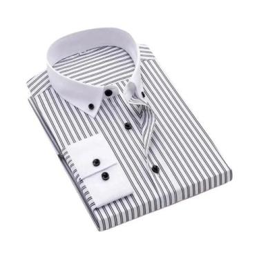 Imagem de Camisa Branca Slim Fit Masculina De Manga Longa Com Colarinho Windsor 