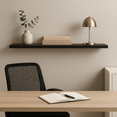 Imagem de Prateleira Madeira Flutuante Multiuso 91x20 Luara Preto L06 - D'Rossi