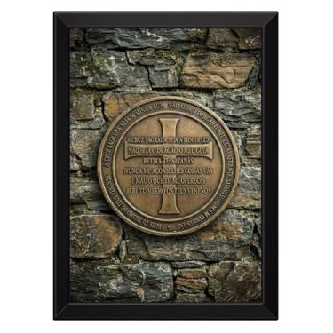 Imagem de Quadro Medalha de São Bento Antigo (Moldura Branca, 40x60cm)