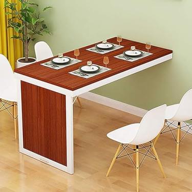 Imagem de Mesa de jantar dobrável montada na parede - mesa de cozinha de madeira maciça para espaços pequenos, mesa dobrável para escritório em casa, design que economiza espaço