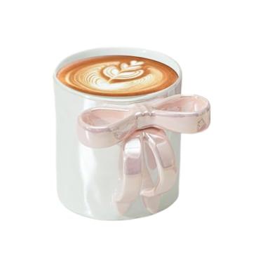 Imagem de Caneca de arco de café, lavável na máquina de lavar louça, alça de laço estético, caneca | Acessórios de utensílios de cozinha de grande capacidade, decoração de casa elegante