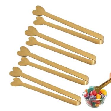 Imagem de Pinça de metal para buffet – Pinça de cozinha de aço inoxidável, design criativo em forma de coração, suprimentos de cozinha com travamento , pegador de alimentos para festas de doces, café