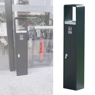 Imagem de Cinzeiro de chão de aço inoxidável com chave, caixa de coleta de pontas de cigarro de grande capacidade, design antiponta, malha durável para uso externo e de alto tráfego
