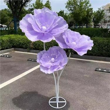 Imagem de Flores artificiais gigantes para decoração - adereços de flores enormes com base em pé para festas de jardim ao ar livre, vitrines de lojas e decoração de casa