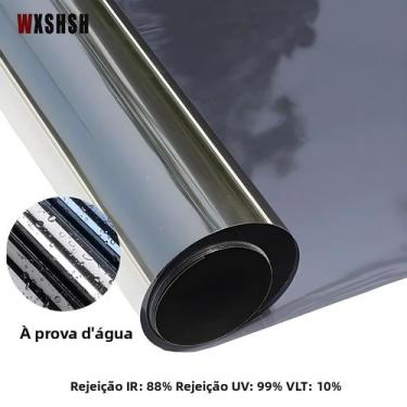 Imagem de Filme De Janela Reflexivo Preto Prateado Com Aderência Estática Unidir