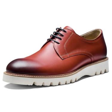 Imagem de Jepsen Gord Sapato social masculino genuíno de couro bovino italiano casual Oxford Derby tênis formal confortável, Vermelho, 41
