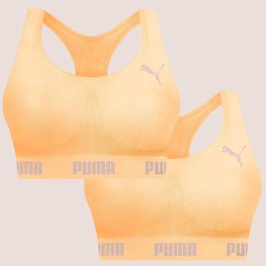 Imagem de Kit Com 2 Tops Puma Nadador Sem Costura E Sem Bojo Fitness Fit Para Academia Corrida Treino-Feminino