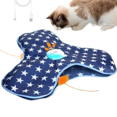 Imagem de Brinquedo automático para gatos | Jogo de provocações ocultas em movimento | Brinquedos de exercício - para casa, quarto, cozinha, entrada, apartamento, canto, área de recreação, zona de relaxamento