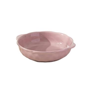 Imagem de Esmalte colorido de cerâmica, grande capacidade, panelas e tigelas grandes, utensílios de mesa binaural frescos domésticos - 25,4 cm - roxo taro
