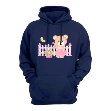 Imagem de Blusa Agasalho Moletom Feminino Com Capuz Ajustavel Bolso Canguru Flanelado-Feminino