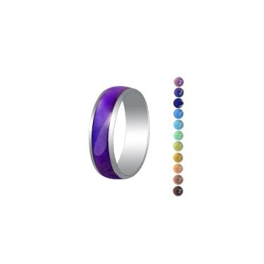 Imagem de AINILOVE Anel Sensativo à Temperatura de Aço Inoxidável de 6 mm Anel de Mudança de Humor para Homens e Mulheres Aliança de Aniversário de Casamento, 8, Cobre, Sem pedra preciosa