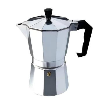 Imagem de Cafeteira Italiana Moka Luxo Prata 6 Xícaras 300ml Em Alumínio – Café Expresso Manual Grande E Profissional