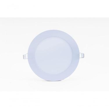 Imagem de Plafon Led Slim Embutir Redondo 12w 3000k Branco Quente Bivolt Kit 3