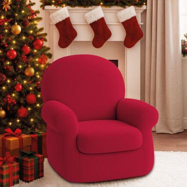 Imagem de Poltrona Natalina Papai Noel Merry Christmas Suede Vermelho