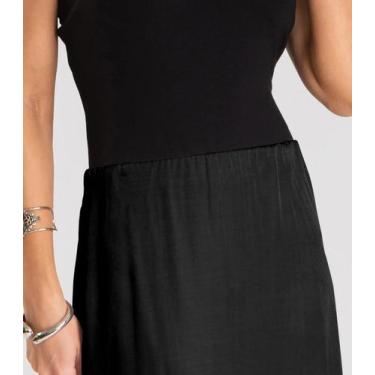 Imagem de Saia Midi Acetinada Dianna Preto, M, Preto