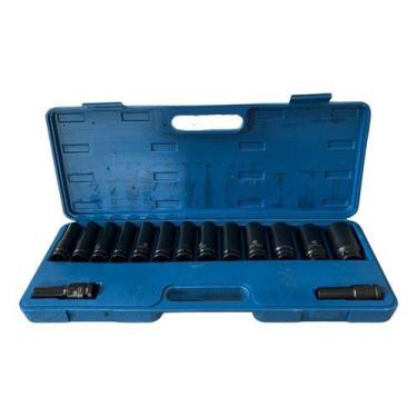 Imagem de Jogo Soquete Impacto 1/2 Sextavado 10-27mm Kit 15pçs Bremen