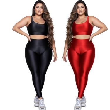 Imagem de KIT 2 Conjunto Fitness Plus Size Top e Calça New Zig 3D Vekyo Alta Compressão Academia Musculação-Feminino