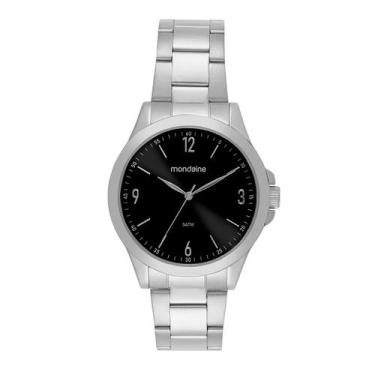 Imagem de Relógio Mondaine Masculino Analógico Simples Prateado Mostrador Preto 