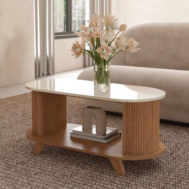 Imagem de Mesa de Centro Vivaldi Canelado Cinamomo/Off White - Artely Móveis