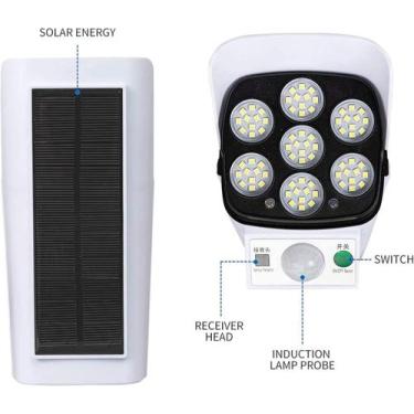 Imagem de Kit 2 Super Luminárias Solar Sensor Presença Parede Funções Câmera Fal