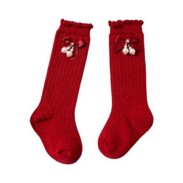 Imagem de Meias De Princesa Até O Joelho Para Meninas Bebês Com Estampa De Cerej