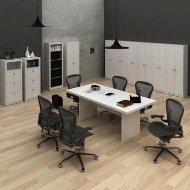 Imagem de Conjunto 11 Peças com Mesa para Reunião 6 Lugares 7 Armários 2 Gavetei