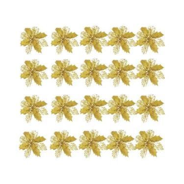 Imagem de Flores De Natal Artificiais De 9cm, 20 Peças, Ornamentos De Árvore De 