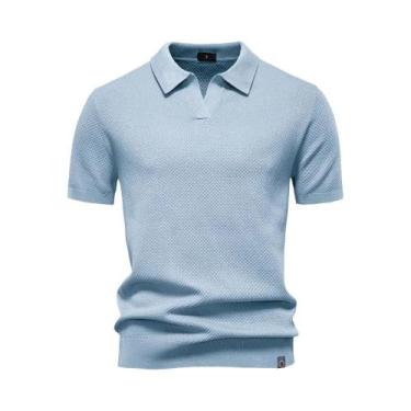 Imagem de Camisa Polo Masculina Premium Respirável De Cor Sólida Para Golfe Verã